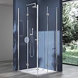 doporro Eck-Duschkabine Eckdusche Ravenna26 80x80x190cm Duschabtrennung ESG-Sicherheitsglas Klarglas inkl. beidseitiger Easy-Clean-Beschichtung