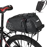 KEMIMOTO 2 IN 1 Gepäckträgertasche, 8L & Wasserdicht Fahrradtaschen für Gepäckträger, Mehrere Fächer, mit Tragegriff und Schultergurt, Fahrrad Taschen hinten
