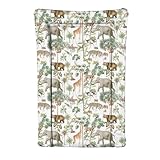 Deluxe Uni Baby wasserdichte Wickelunterlage mit erhöhten Kanten 46 x 73 cm – Bunte Tiere (bunte Safari)