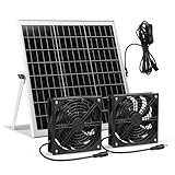 SUNYIMA Solar Ventilator, 15W Wasserdichter Solar Ventilator Kit mit DC Doppelventilator für kleine Hühnerställe, Gewächshäuser, Schuppen, Haustierhäuser, Fensterauspuff