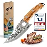 kjøk Premium Messer, scharfes Grillmesser, Härte 56±2 HRC, Küchenmesser, Japanmesser mit Loch und Griff aus Olivenholz, japanisches Kochmesser für Küche und Outdoor, Chefmesser BBQ Vattertagsgeschenk