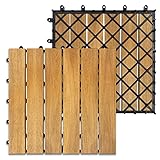 SUBTLETY 1m² Akazienholz Terrassenfliesen 11 Stück Holzfliesen Set 30x30cm Balkonfliesen Klickfliesen mit Drainage Gitter Gartenfliesen Holz Deck Fliesen für Garten Terrasse Balkon Teich (Type A)