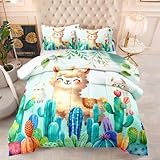 Bettdecke Süße Alpaka Pflanze Tagesdecke Weich Waschbar Bettdecke und Kissen Set Duvet Ganzjahresdecke Bettdecke Ohne Bezug Bett Decke Komfort Atmung Steppdecke 203x228 cm