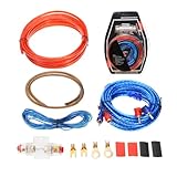 KYKEZ Subwoofer Kabel Set, Auto Verstärker Kabel, 10GA KFZ Verstärker Kabelsatz, Car HIFI Kabel Set mit Sicherung, für Subwoofer Kabel Auto, Verstärker Auto