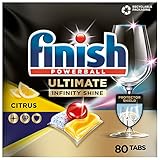 Finish Ultimate Infinity Shine Citrus Spülmaschinentabs – Geschirrspültabs für ultimative Reinigung, Fettlösekraft und Glanz mit Schutzschild – Sparpack mit 80 Tabs