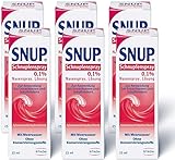 Snup 6x Schnupfenspray 0, 1 Prozent - Nasenspray mit Meerwasser - Lösung zur Abschwellung der Nasenschleimhaut bei Schnupfen - 6 x 15 ml, 90 ml