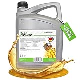 FLOTEX Premium Tec 5W40 Motoröl 4x5L I Hochwertiges Motoröl 5W40 für geringere Emissionswerte I Ergiebiges 5W 40 Motoröl für Otto- & Dieselmotoren I Profi 5 W 40 Motoröl 5L mit idealer Viskosität