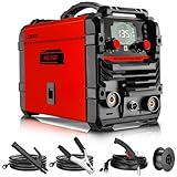 MIG Elektroden Schweißgerät 135A 220V: DEKO 3-in-1 Fülldraht Schweißgerät ohne Gas, MIG/MMA/Lift TIG, Interver Schweissgerät, DC IGBT, ARC Welder, LED-Anzeige, mit Synergischem Drahtvorschub, Rot