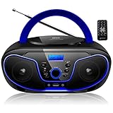 Tragbarer CD-Player Boombox CD/CD-R USB FM Radio AUX Eingang Kopfhöreranschluss CD-Player Kinder Radio CD Radio CD Radio Stereoanlage Kompaktsystem (Dark Blue)