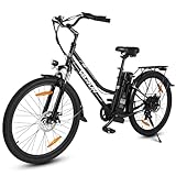 VARUN E Bike 26 Zoll, Elektrofahrrad für Damen Herren, Trekking Pedelec mit 7-Gang, LCD-Display, E-Fahrrad mit 250W 55NM Motor, 48V7.8Ah Akku, Cruise Citybike mit 3 Fahrmodi, Bis zu 80KM