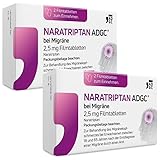 NARATRIPTAN ADGC® bei Migräne 2,5mg - 2x 2 Stück - für akute Behandlung von Kopfschmerzen bei Migräneanfällen mit und ohne Aura - kann Begleiterscheinungen von Migräne lindern wie z.B. Übelkeit