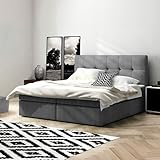 Imebel Boxspringbett 200x200 mit Bettkasten - Bett mit Matratze und 2 Bettkästen - Schlafzimmerbett mit Topper - Bequemes und Elegantes Doppelbett für das Schlafzimmer