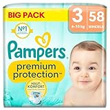 Pampers Premium Protection BIG PACK, Midi, Windeln Größe 3 (6kg-10kg), 58 Stück