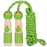 Springseil Kinder, XIMUHO 260cm Verstellbare Seilspringen Fitness Kinder mit Holzgriff und Baumwollseil Rope Skipping Seil Kids für Jungen und Mädchen (green)