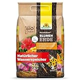 Neudorff NeudoHum BlumenErde – Torffreie Bio Erde, für Innen und Außen, fördert kräftige Blumen und viele Blüten, 3 Liter