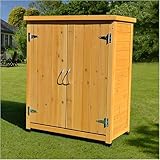 Holzschrank für den Außenbereich mit Metall-Tischplatte, abschließbare Türen für Garten- und Hof-Organisation
