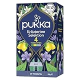 Pukka Tee, Bio-Kräutertee Selektion, 'Surpreme Matcha Green', 'Zitrone & Ingwer mit feiner Manuka-Honignote', 'Drei Minze', 'Night Time', Für jeden Anlass, 1er Pack, 4 Teesorten x 5, 20 Teebeutel