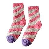 YANFJHV Flauschige Hausschuhe für Damen, bequeme Wintersocken, warme, Weihnachtssocken mit Süßigkeiten Socken Sneaker Mädchen 34 (C, One Size)