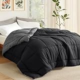 BEDSURE Bettdecke 240x220 Ganzjahresdecke Wende-Steppdecke - Oeko-TEX Zertifiziert 300 GSM 4 Jahreszeiten Bettdecke 240x220cm Schwarz/Grau, Weiche100% Polyester Schlafdecke für Allergiker