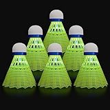 KATELUO Led Badminton Bälle,6pcs Federbälle Led,Badminton Federball,Natur Federbälle,Nylon Led Badminton Bälle,Leucht-Federball,Beleuchtung Federball für Outdoor und Nachtsport