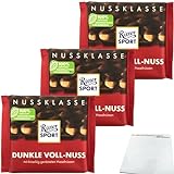 Ritter Sport Nussklasse Dunkle Voll-Nuss Schokolade 3er Pack (3x100g Tafel) + usy Block