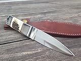 JAGDMESSER mit Hirschhorngriff Jagdnicker Sauenfänger Saufänger Beilmesser Dolch Rostfrei mit Holster