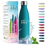 HoneyHolly Trinkflasche Edelstahl, Trinkflasche Kinder, 500ML BPA-frei, Thermosflasche, Wasserflasche Doppelwandig, Trinkflasche Kohlensäure Geeignet, Trinkflasche Sport für Fitness, Gym, Fahrrad