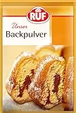 RUF Backpulver, der Klassiker zum Backen von Kuchen, Brötchen und Waffeln, auch zur Reinigung im Haushalt geeignet, glutenfrei und vegan, 6x15g