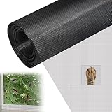 Tapvai Fliegennetz Fenster 120 x 250 cm, Fliegengitter Fenster aus Glasfaser, Insektenschutzgitter Uv-Beständig Individuell Zuschneidbar für Fenster, Wohnzimmer, Terrassentüren, Oberlichter(Schwarz)