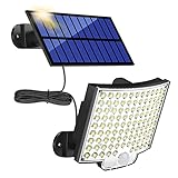 MPJ Solarlampen für Außen, 106 LED Solarleuchte Aussen mit Bewegungsmelder, IP65 Wasserdichte, 120°Beleuchtungswinkel, Solar Wandleuchte für Garten mit 5m Kabel