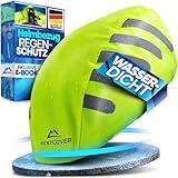 Nextcover® Universal Fahrradhelm Regenschutz I 100% Wind- & Wasserdichter Helmbezug I Reflektierende Fahrrad Regenhaube für alle Helme I Helm Überzug, Helmüberzug, Helm Cover, Regenschutz Fahrradhelm