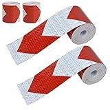 Reflektorband Selbstklebend,Warnklebeband Reflektierend,Hohe Intensität Sicherheit Warnmarkierung Rot Weiß Reflektierende,5cm x 3m,für Auto Straße Sicherheit Markierung,2 Stück