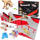 CS COSDDI Finger Skateboard und Rampe Zubehör Set, Fingerboard Skate Park Spielzeug Set, DIY Montage Skate Park Kit Fingerspielzeug Mit Rampe Parks Für Fingersportarten, Geschenk Für Kinder