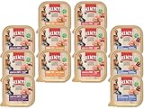 Rinti Leichte Beute Mixpaket | 12 x 300g Schale | 4 Sorten: Huhn, Ente, Geflügelherzen, Rind | Kalorienreduziertes Nassfutter für Hunde | Getreidefrei & fettarm | Leicht verdaulich