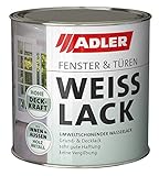 ADLER Fenster- und Türenlack - Weißlack matt 750 ml - Acryl Weisslack für Innen und Außen - Wetterfeste Grundierung und Lackfarbe für Holz, Metall & Kunststoff