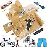 Waysroma Finger Skateboard Rampe 18PCS Skatepark Kit Mini Finger Skateboards mit Rampen und Zubehör Set Fingerboards Skate Park Griffbretter Ultimative Parks Fingerspitzenbewegung für Kinder