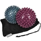 Navaris 2X Igelball mit Noppen - 2er Set Igel Ball Massageball - Massage für Hand Fuß Rücken Balance - Fitness Noppenball Ø 8cm medium und hart