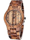 Alienwork Armbanduhr Herren Damen Braun Holz-Armband Kalender Datum Holzuhr Natur-Holz