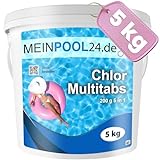 5 kg MEINPOOL24.DE Chlor Multitabs 5 in 1-200 g Tabs Multi Chlortabletten - mit 5 Phasenwirkung für die sichere und saubere Poolpflege - hygienisches Poolwasser