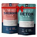 Tee Set mit Detox Tee & Skinny Tee - 28 Tage Entgiftung & Entschlackung - Vegan & Natürliche Zutaten - Brennnessel, Löwenzahn, Ingwer & Grüntee - 56 Teebeutel für Morgens & Abends - WeightWorld