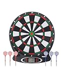 MUWO Bullseye Elektronische Dartscheibe - 18 Spiele, 159 Variationen, LCD-Display, 6 Softdartpfeile, Sprach- und Soundeffekte, Batteriebetrieb - Spielspaß für bis zu 8 Spieler