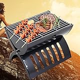 Faltbarer Holzkohlegrill, tragbarer Grill Dreieckige Rille Design Smoker Herd, Edelstahl BBQ für 3-6 Personen
