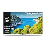 Thomson 75 Zoll (190cm) 4K Ultra HD Smart Google TV, Wi-Fi, Dolby Audio, HDR10, Bluetooth 5.1, Triple-Tuner (Kabel/Satellit/Antenne), HDMI, CI+, A+ Panel - 75UG5C14