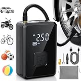 Oasser Elektrische Luftpumpe 4000mAh Fahrradpumpe Akku Luftpumpe Tragbarer Klein Kompressor 150PSI Auto Off mit LCD Anzeige LED Licht für Auto Motorrad Fahrrad Ball Reise Camping