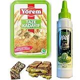 GRYOREM Kadaifi Dubai Schokolade - KIT zum Selbermachen - Dubai Schokoladen mit Pistazien Creme Tube 250 Gramm, Dubai Cikolata Kadaif, Baklava, Kadayif Teigfäden 500 Gramm