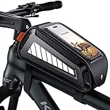 Lamicall Fahrrad Rahmentasche, Fahrradtasche Rahmen - [2024 Innovative Reißverschlüsse] Handytasche Fahrrad Wasserdicht, 1,8L Oberrohrtasche mit TPU Touchschirm für Smartphone bis zu 7 Zoll