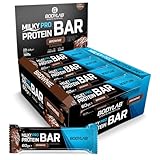 Bodylab24 Milky Pro Protein Bar Brownie 12 x 60g, leckerer Protein-Riegel mit Schokoladenüberzug, mit bis zu 17g Eiweiß je 60g Riegel