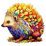 Blumuze Holzpuzzle Erwachsene 300 Stück, Igel Holz Puzzle,Holzpuzzle Einzigartige Tierform Puzzleteile, Puzzle Holz Erwachsene mit Geschenkbox aus Holz (L-34 * 31.4cm)