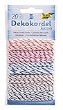 folia 12210 - Dekokordel Klassisch, 5 farbig sortiert, je 5 m - Schnüre zum verzieren von Bastelarbeiten, Handarbeiten und kleinen Geschenken, Bunt