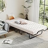 GIANTEX Klappbett 80x200 cm, Gästebett klappbar mit 4 Rollen, Reisebett Erwachsene, Klappbares Bett mit Matratze Memory-Foam, Einzelbett mit Lattenrosten, Faltbett Metallbett bis 120 kg belastbar
